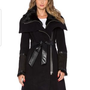 Mackage Isabel Wool Coat with Shearling Fur